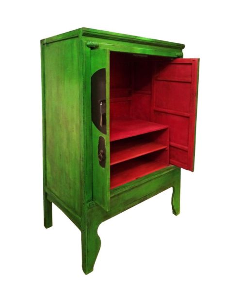 ORIENTALISCHER SCHRANK, Smaragdründ und Fuchsia_105 X 63 X 170cm