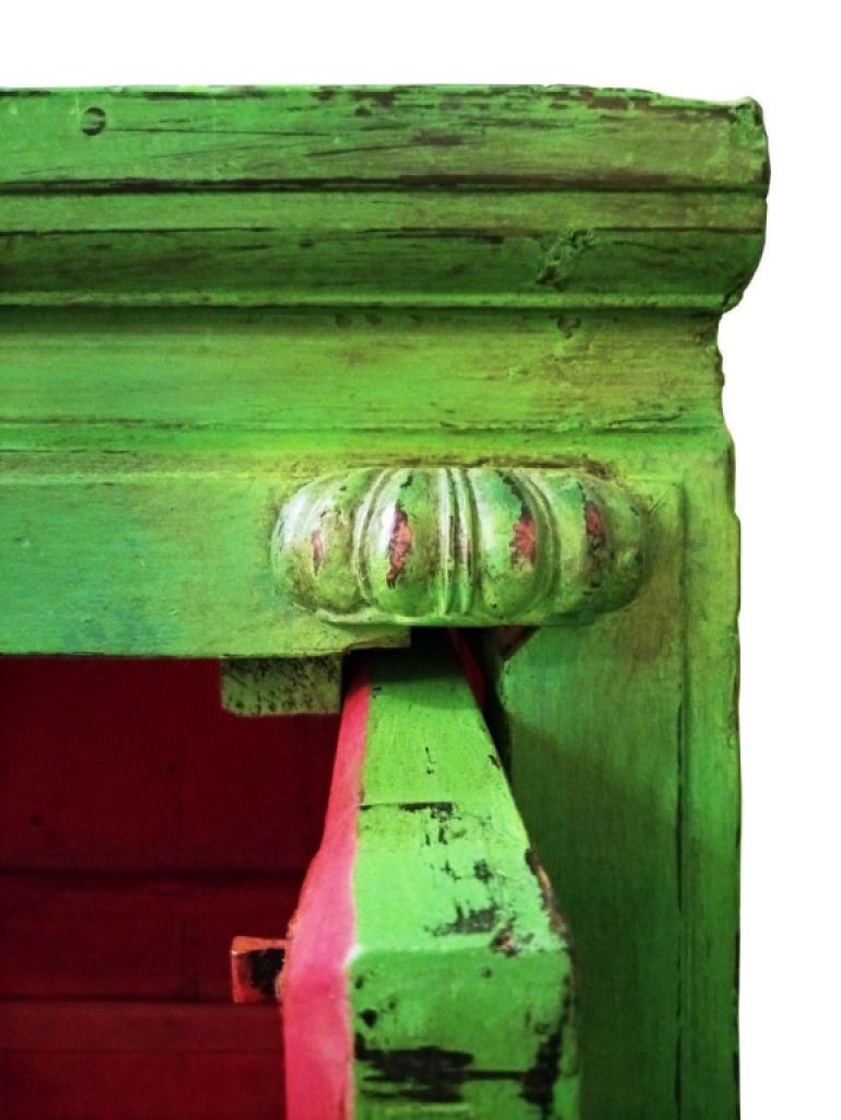 ORIENTALISCHER SCHRANK, Smaragdründ und Fuchsia_105 X 63 X 170cm