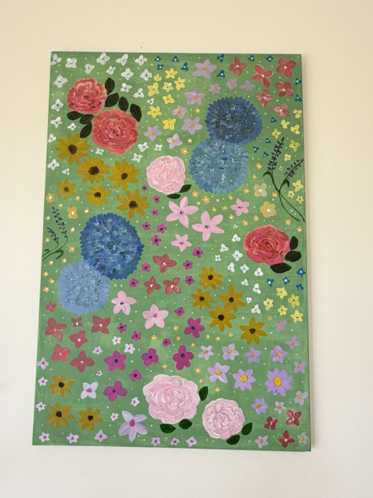 Cuadro acrílico original de flores – pintado a mano