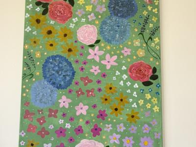 Cuadro acrílico original de flores – pintado a mano