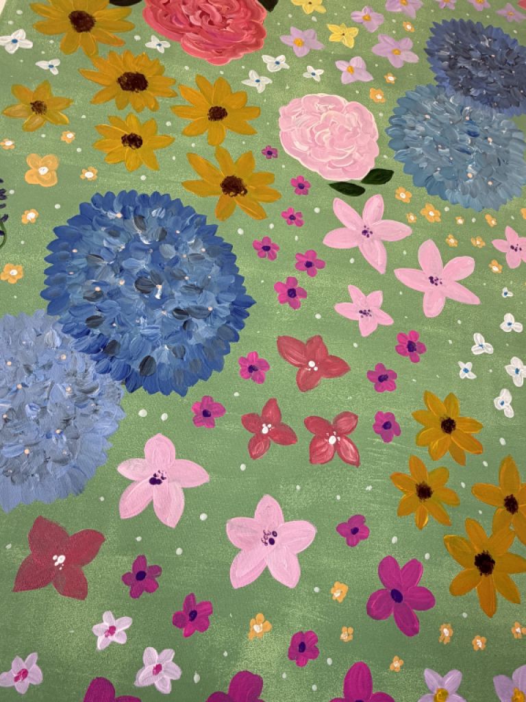 Cuadro acrílico original de flores – pintado a mano