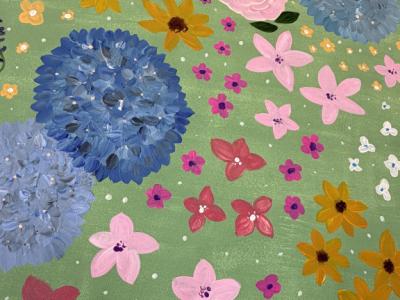 Cuadro acrílico original de flores – pintado a mano