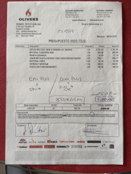 Estufa de pellets 10 kW