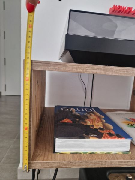 Record player furniture with “hairpin” legs + vinyl storage (Etsy-style)