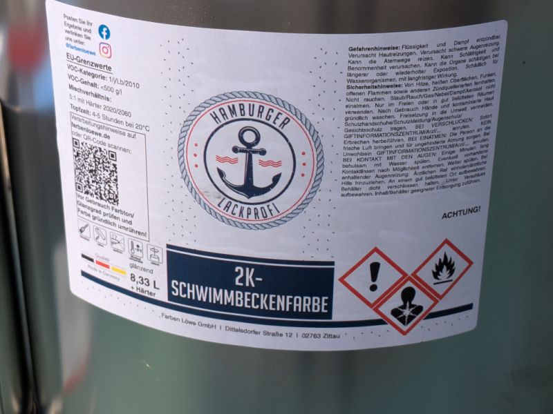 Poolfarbe / Schwimmbeckenfarbe blau RAL 5012 - 2K