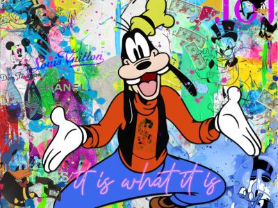 Pop Art Kunst mit Neon-Schrift