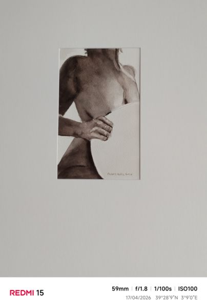 Retrato de mujer con paspartout y marco con crista