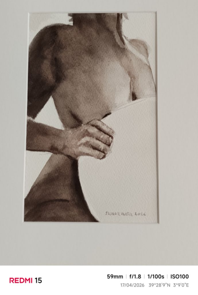 Retrato de mujer con paspartout y marco con crista