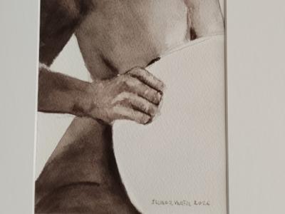 Retrato de mujer con paspartout y marco con crista