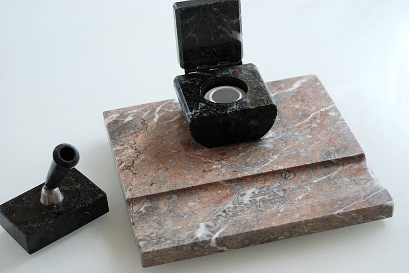 Two-piece marble desk set