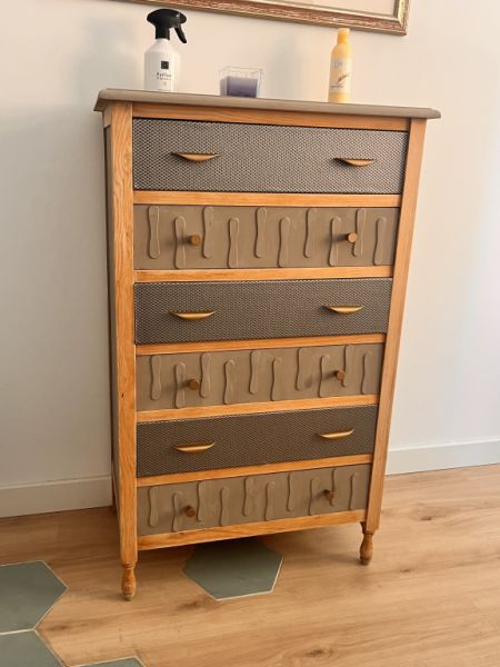 Schubladenschrank - Kommode 6 Schubladen Kunstleder bezogen