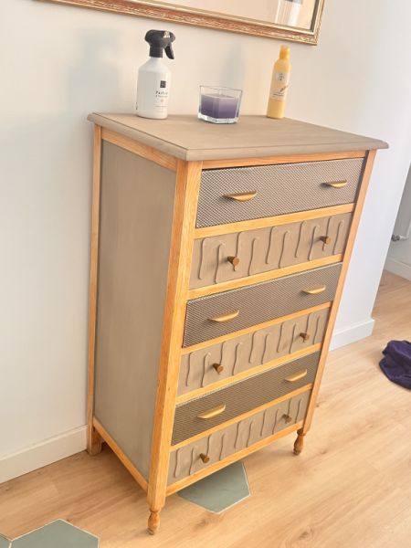 Schubladenschrank - Kommode 6 Schubladen Kunstleder bezogen