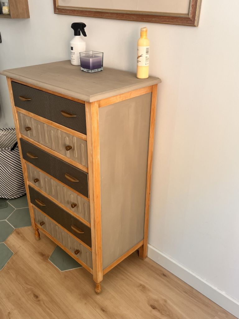 Schubladenschrank - Kommode 6 Schubladen Kunstleder bezogen