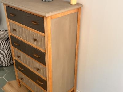 Schubladenschrank - Kommode 6 Schubladen Kunstleder bezogen