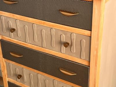 Schubladenschrank - Kommode 6 Schubladen Kunstleder bezogen