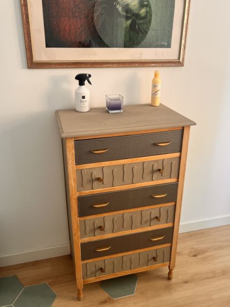 Schubladenschrank - Kommode 6 Schubladen Kunstleder bezogen