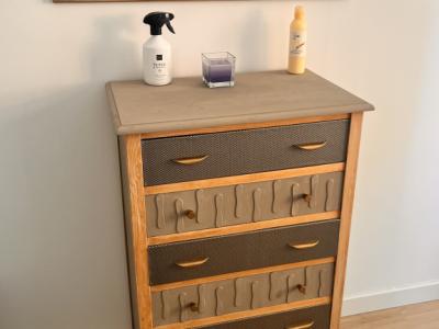 Schubladenschrank - Kommode 6 Schubladen Kunstleder bezogen