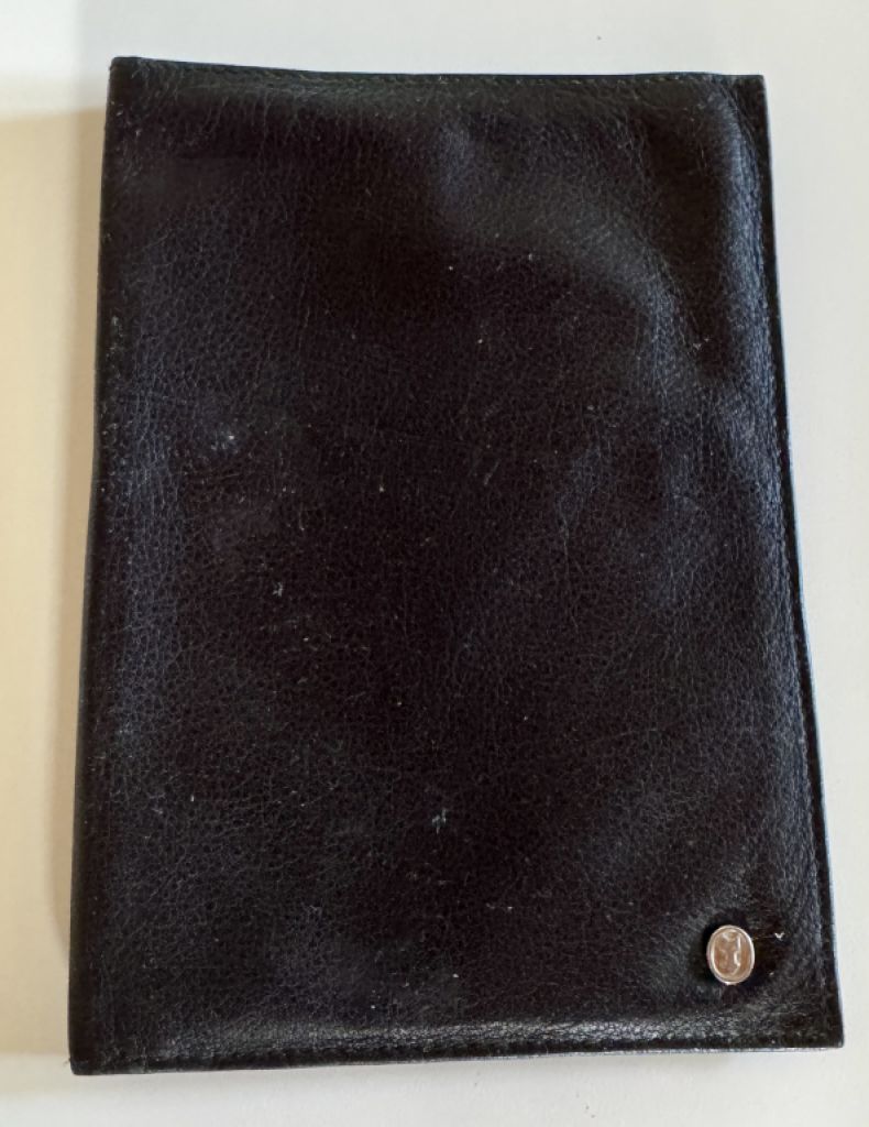 Cartera de cuero negra / cartera para documentos o identificaciones