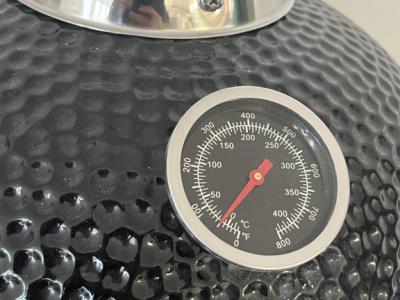 Black Ceramic Kamado 2-in-1 Smoker with Charcoal Grill 56 cm