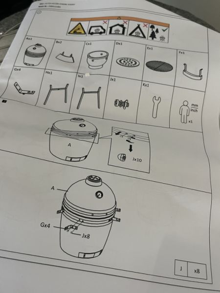 Black Ceramic Kamado 2-in-1 Smoker with Charcoal Grill 56 cm