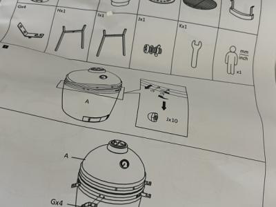 Black Ceramic Kamado 2-in-1 Smoker with Charcoal Grill 56 cm