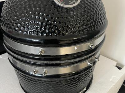 Black Ceramic Kamado 2-in-1 Smoker with Charcoal Grill 56 cm