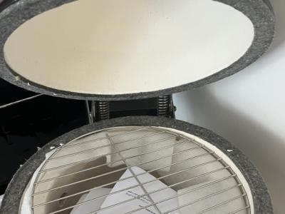 Black Ceramic Kamado 2-in-1 Smoker with Charcoal Grill 56 cm