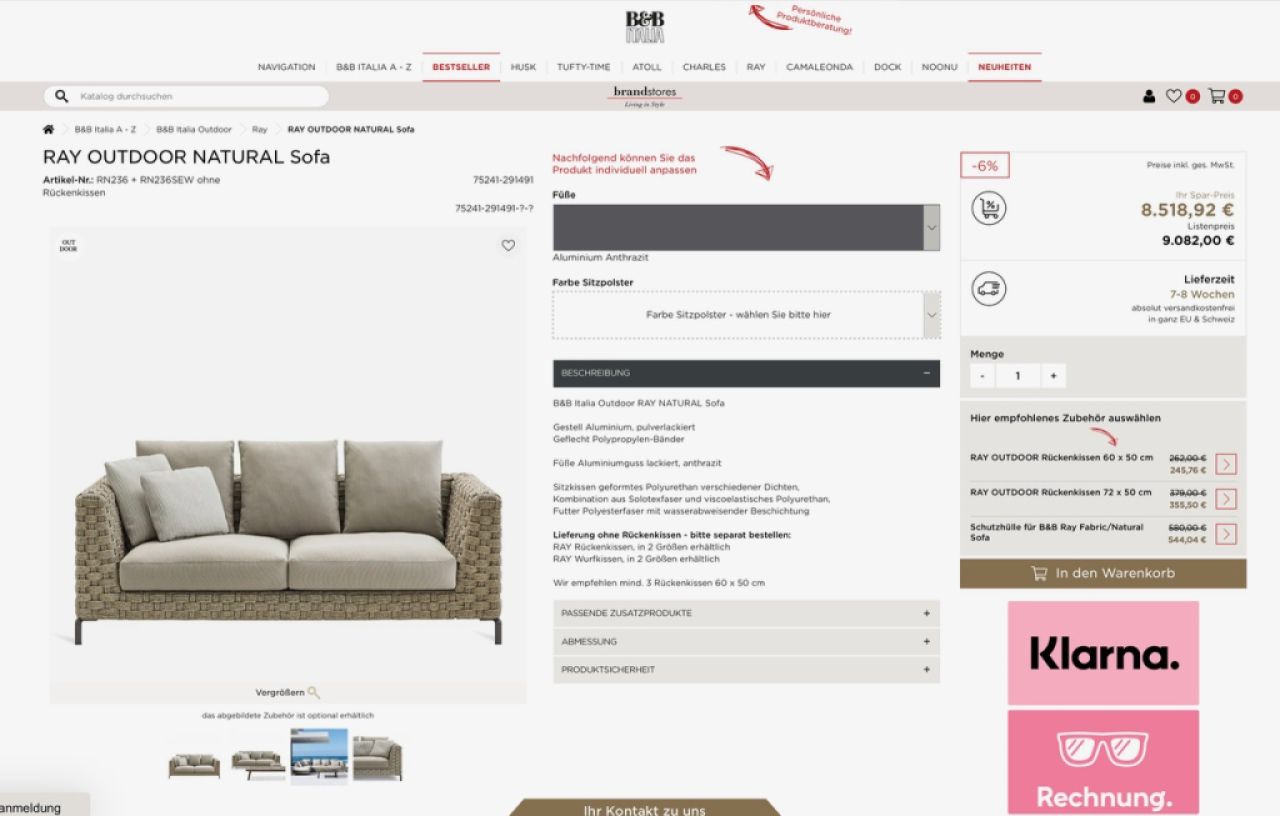 Sofá Outdoor B&B Italia RAY NATURAL