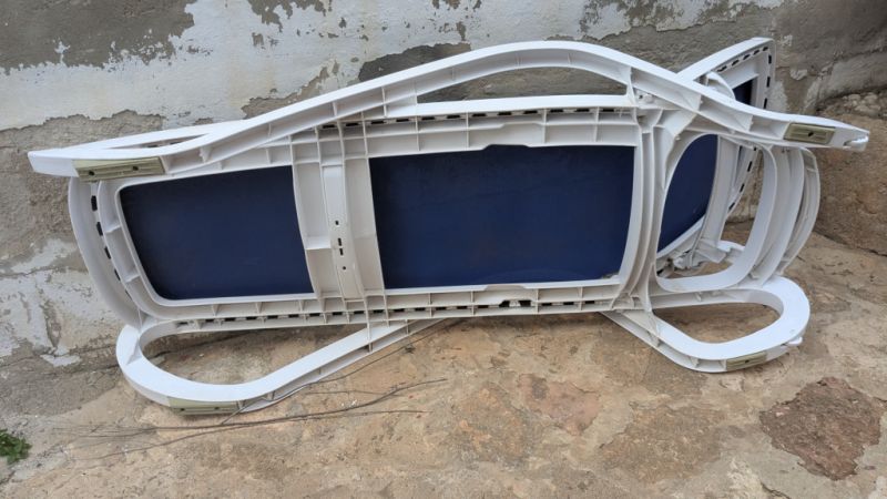 Tumbona, azul/blanca