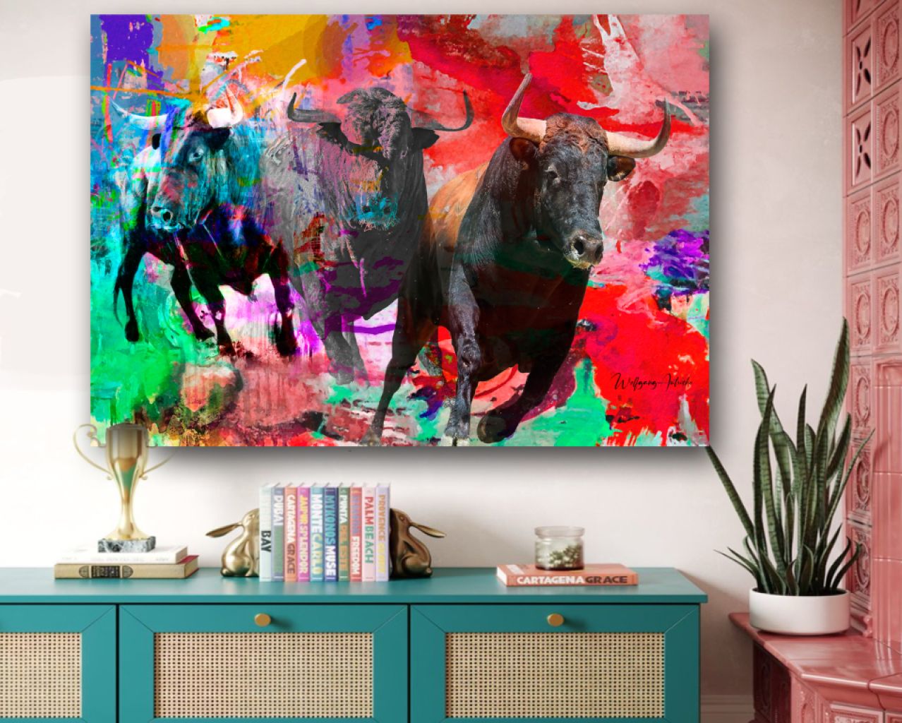 Toros españoles - Arte sobre lienzo 170x100cm