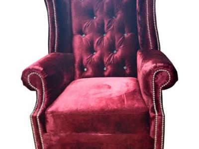 Looking for 2 dark red fireplace armchairs