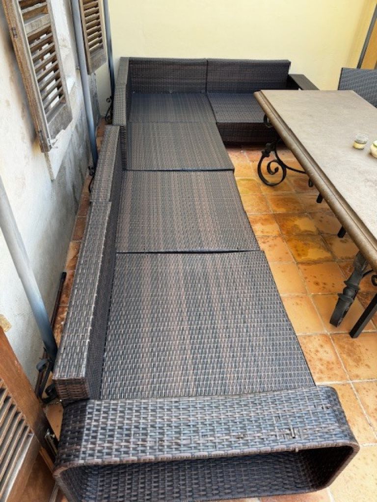 Conjunto de muebles lounge de ratán muy bonito, sofá para terraza