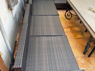 Conjunto de muebles lounge de ratán muy bonito, sofá para terraza