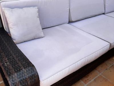 Conjunto de muebles lounge de ratán muy bonito, sofá para terraza