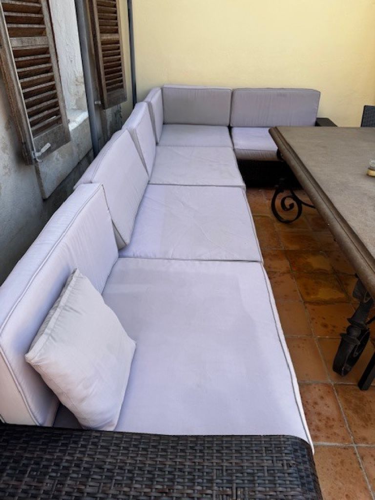 Conjunto de muebles lounge de ratán muy bonito, sofá para terraza