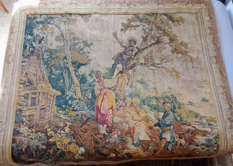 Szenenreicher, mehrfarbiger Gobelin – Frankreich um 1850