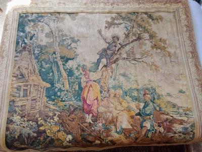 Szenenreicher, mehrfarbiger Gobelin – Frankreich um 1850