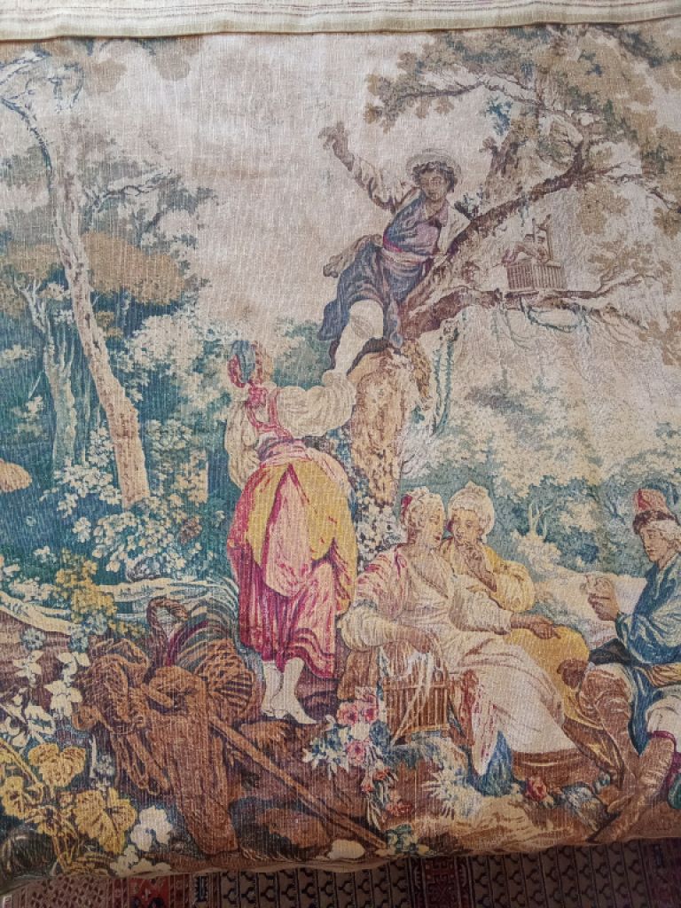 Szenenreicher, mehrfarbiger Gobelin – Frankreich um 1850