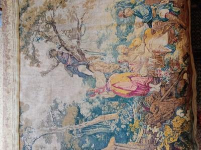 Szenenreicher, mehrfarbiger Gobelin – Frankreich um 1850