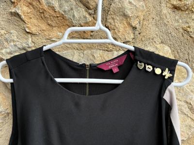 Ted Baker schwarzes Tunikakleid mit Faltenwurf - klein