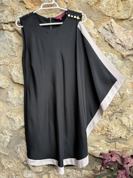 Ted Baker schwarzes Tunikakleid mit Faltenwurf - klein