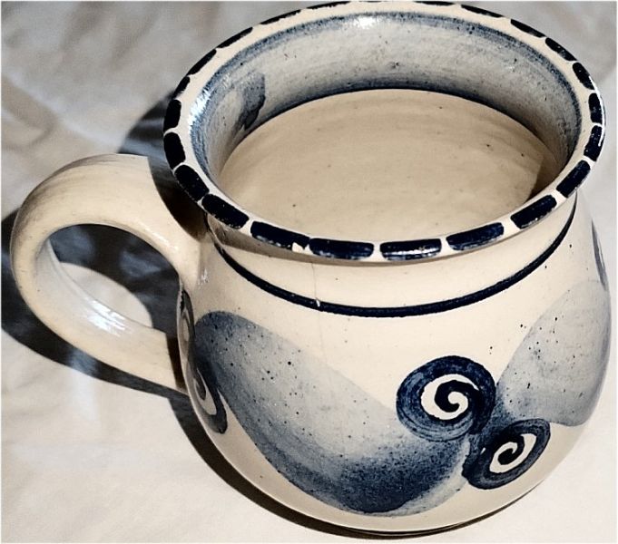Juego de té, tetera, calentador de té, taza, cerámica, hecho a mano en torno, pintado a mano