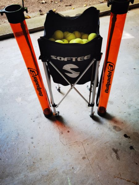 Tennis/padel Ballkorb, 40 Bälle und 2 Ballsammelröhren