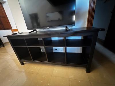 Mueble bajo TV/aparador 159x40x75 cm marrón oscuro/negro
