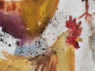 Gathering of Roosters and Hens