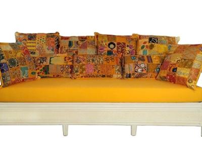 Zu verkaufen elegantes IBIZA Style Sofa Set aus weissem Bambus und geflochtenem Rattan